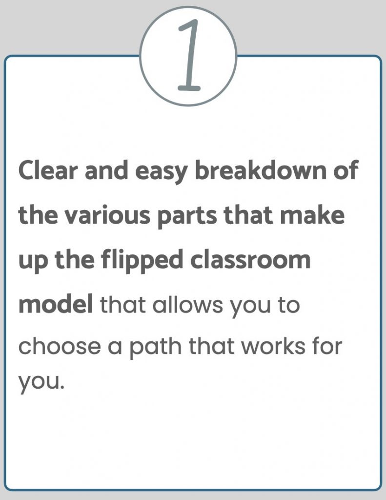 Clear and easy breakdown of the various parts that make up the flipped classroom model that allows you to choose a path that works for you.