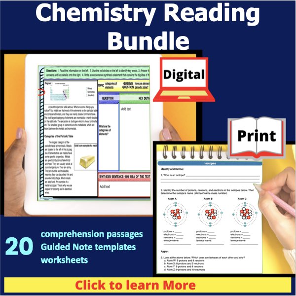chemistry science reading bundle