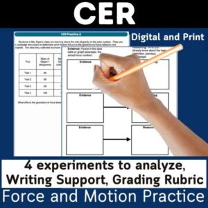 force and motion CER practice cover