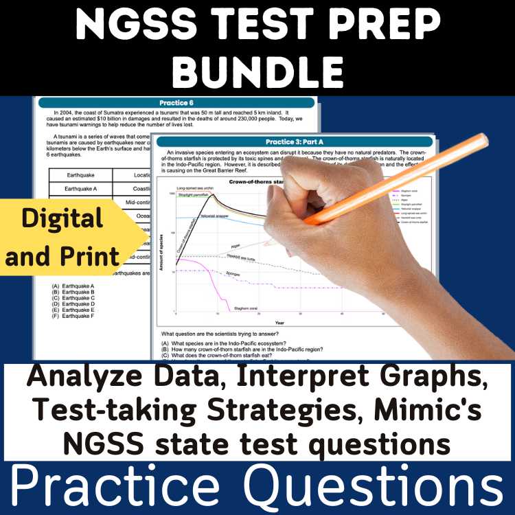 NGSS test preparation practice questions with guided strategy presentation
