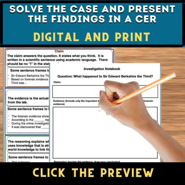 claim evidence reasoning CSI investigation. click the preview to learn more