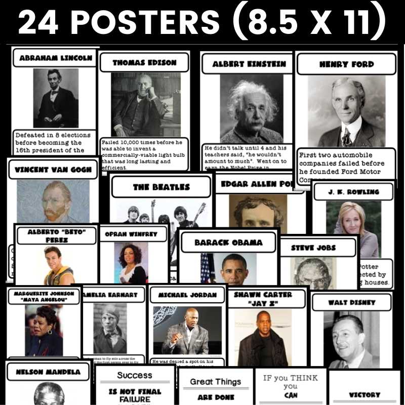 Growth Mindset Activity About Famous Failures With Posters Videos Journal  and More - Kristi Harjo