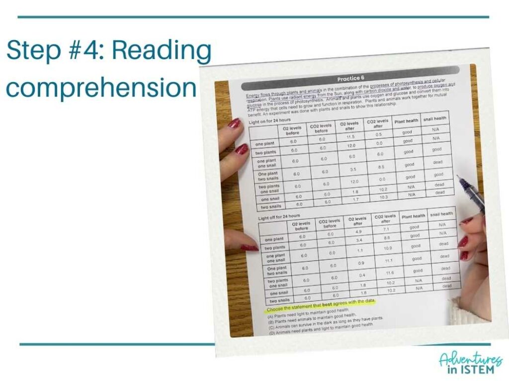 science test practice strategies, reading comprehension