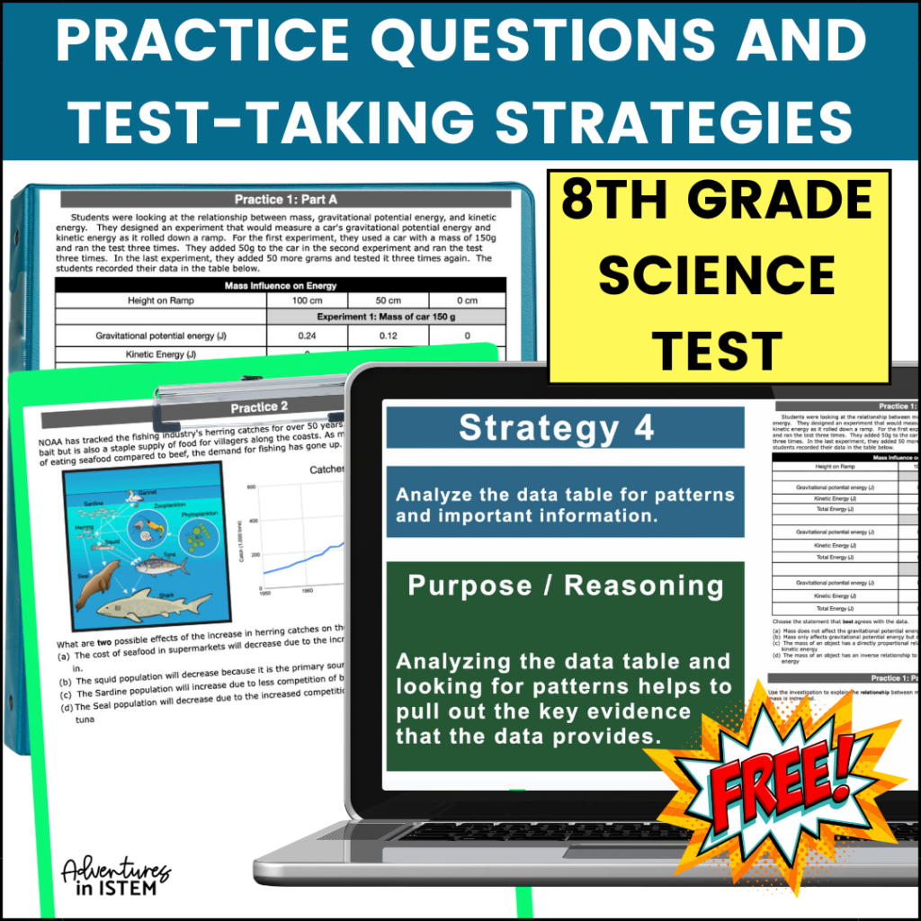 Free 8th grade science practice questions and test-taking strategies