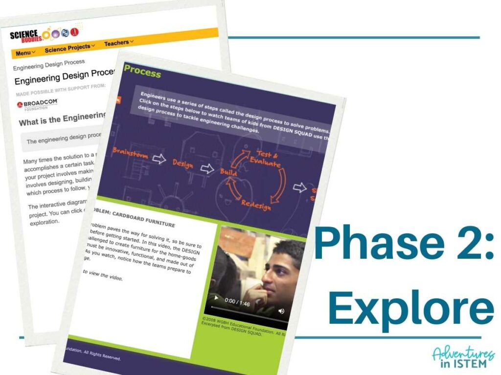 5E lesson engineering design process phase 2 explore